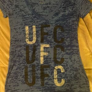 UFC Women's V-Neck Tee in Navy with Gold & Black Graphic